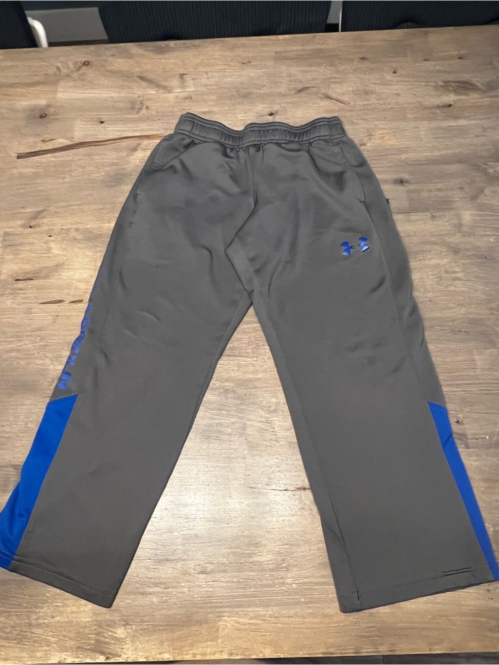 Under Armour Gray Jogger Pants with Blue and Yellow Details